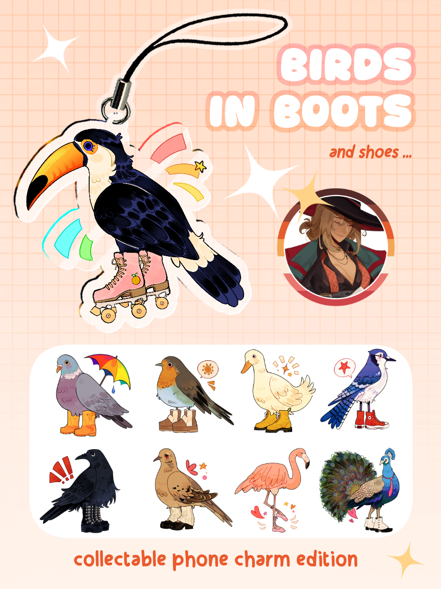 birds in boots charms