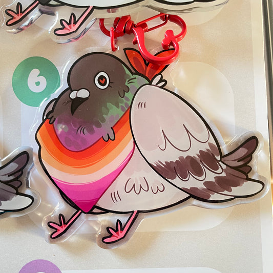lesbian pigeon keychain