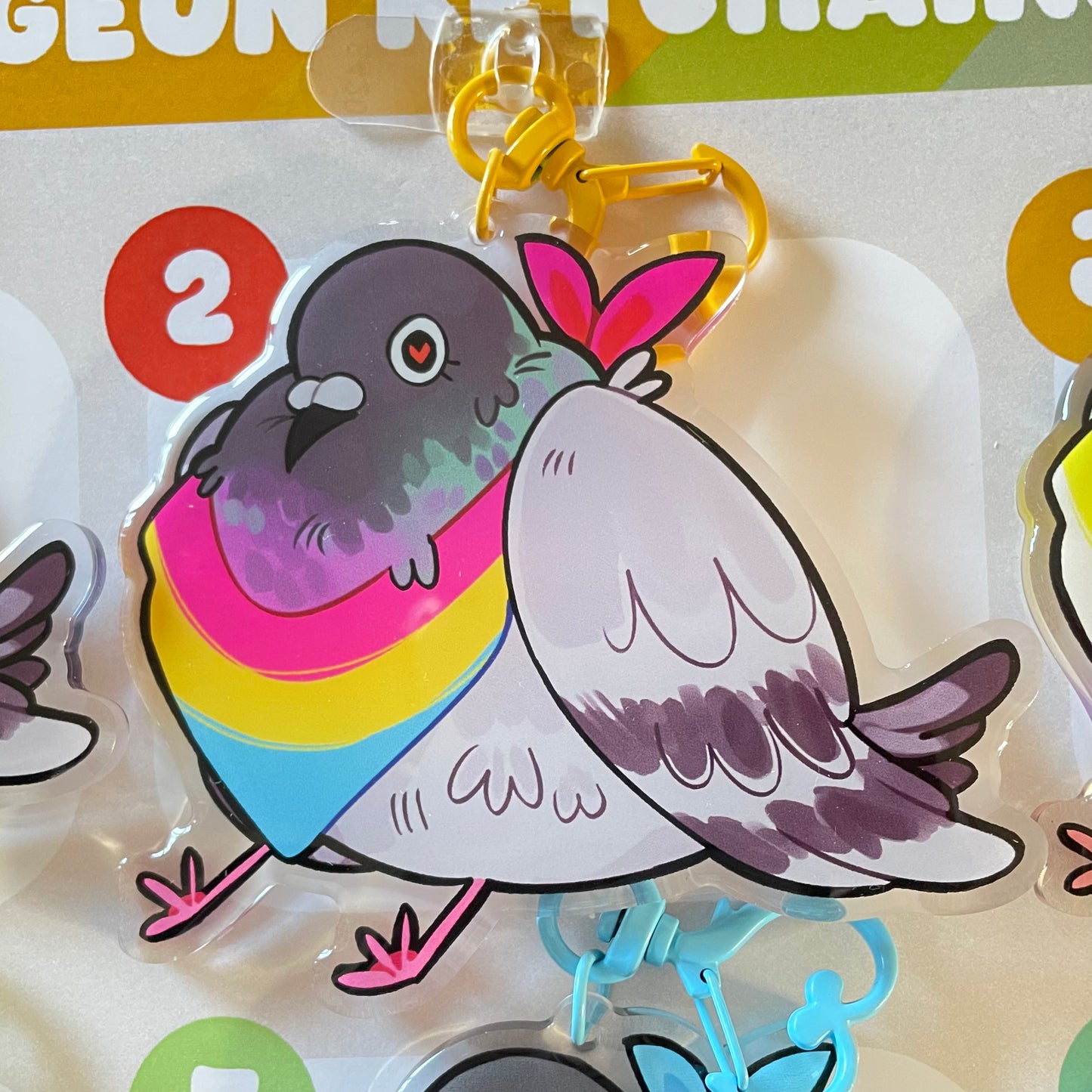 pansexual pigeon keychain