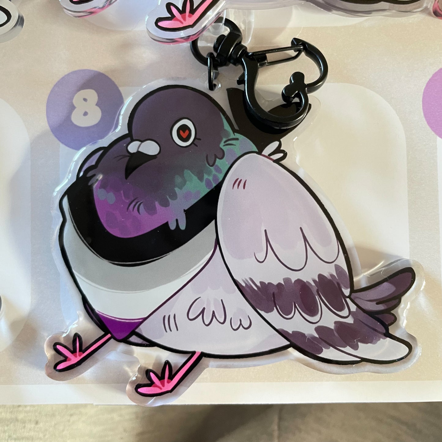 asexual pigeon keychain