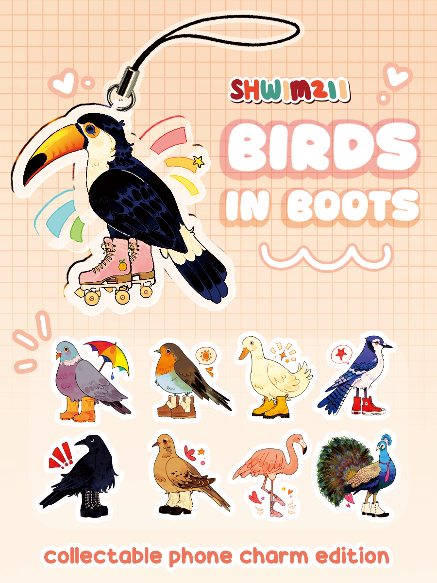 birds in boots charms