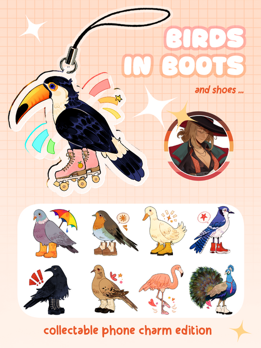birds in boots charms