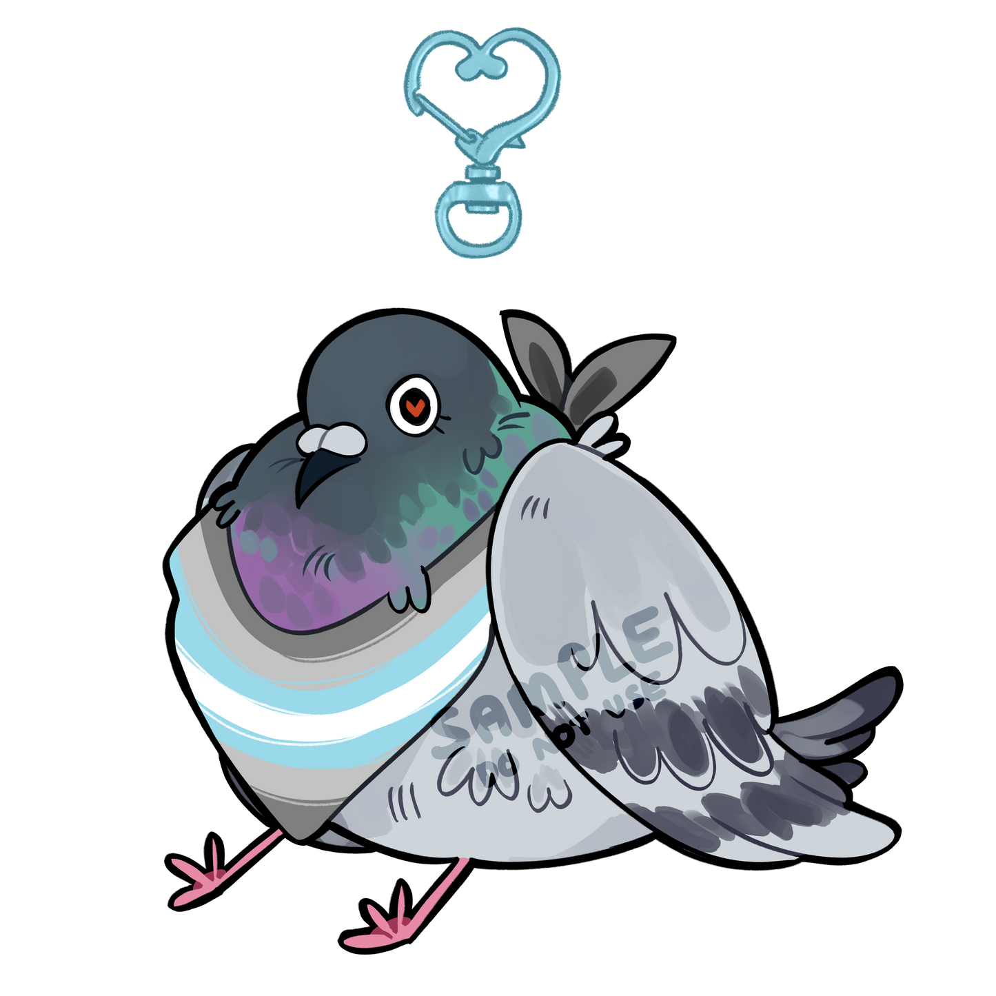 demi-boy pigeon keychain